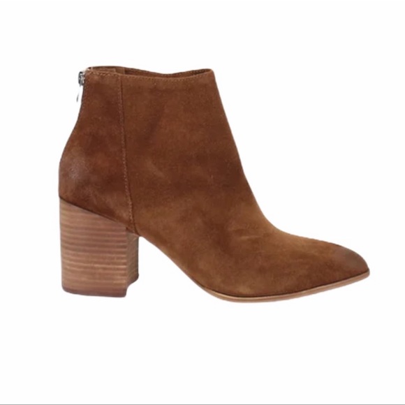 Aqua Dante Tan Suede Leather Back Zip Pointed Toe Booties NWT - Picture 2 of 7